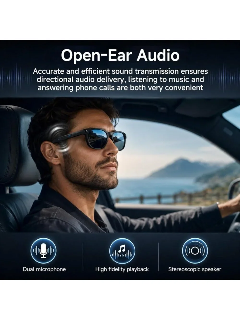 Smart Glasses with 2MP Camera, HD Video, Bluetooth Calls, Voice Assistant
